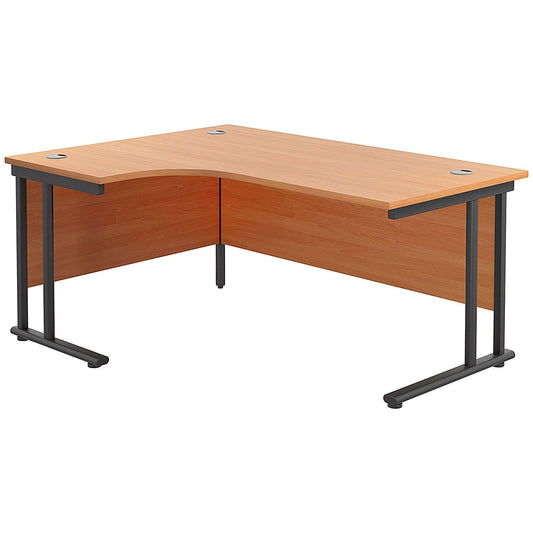 Jemini 1800mm Corner Desk, Left Hand, Black Double Upright Cantilever Legs, Beech Easy2Order : KF820499