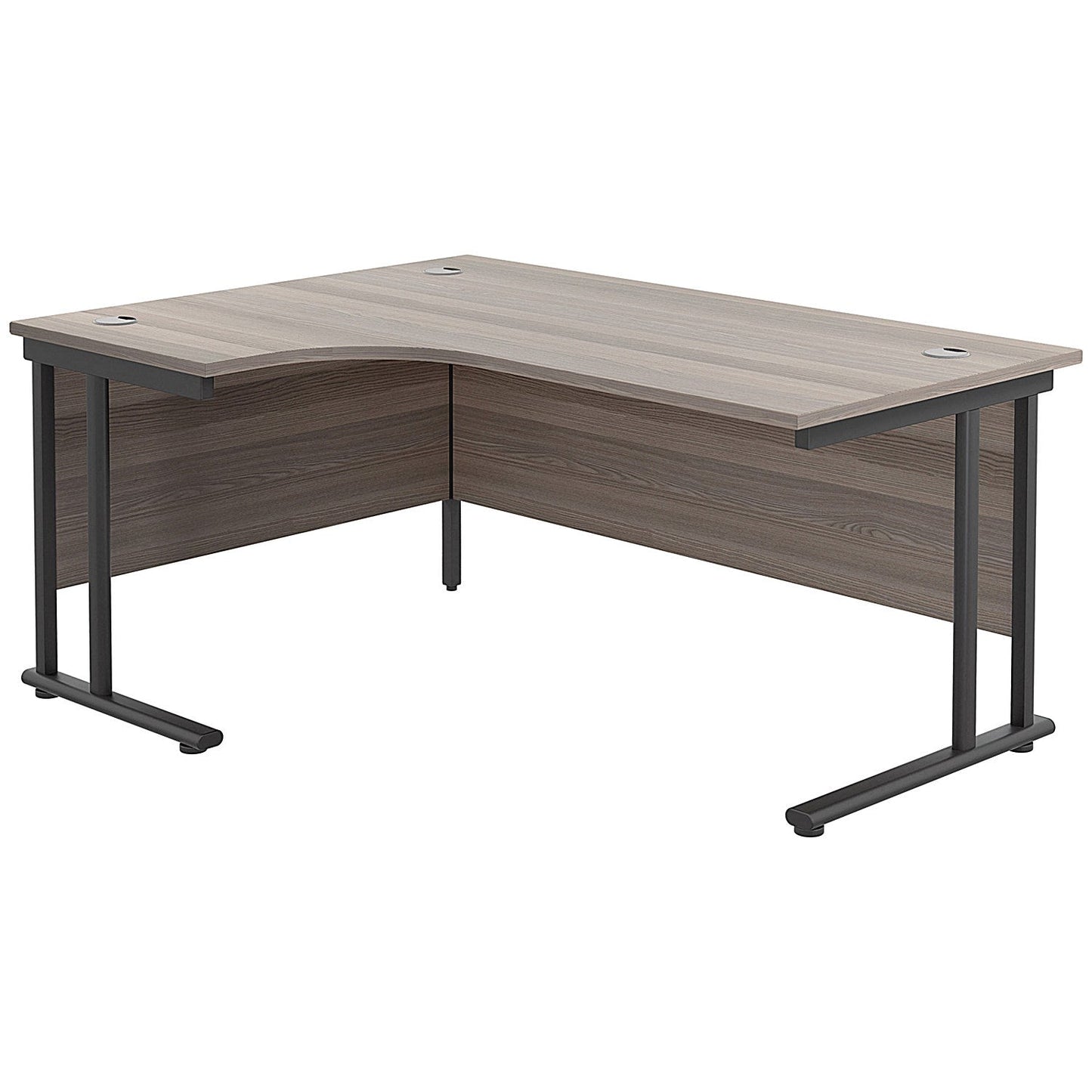 Jemini 1800mm Corner Desk, Left Hand, Black Double Upright Cantilever Legs, Grey Oak Easy2Order : KF820512