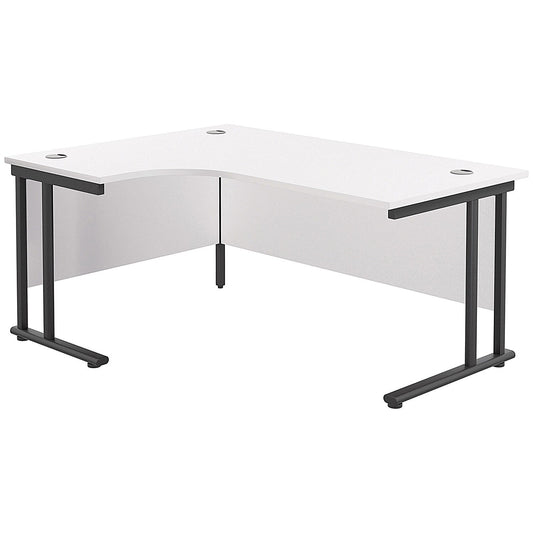 Jemini 1800mm Corner Desk, Left Hand, Black Double Upright Cantilever Legs, White Easy2Order : KF820543