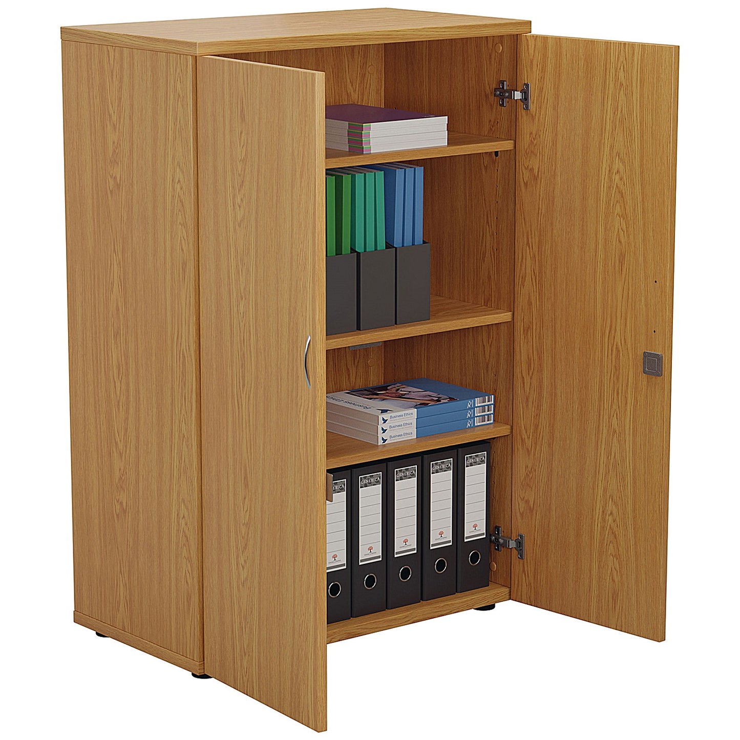 First Medium Wooden Storage Cupboard, 3 Shelves, 1200mm High, Oak