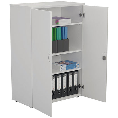 First Medium Wooden Storage Cupboard, 3 Shelves, 1200mm High, White