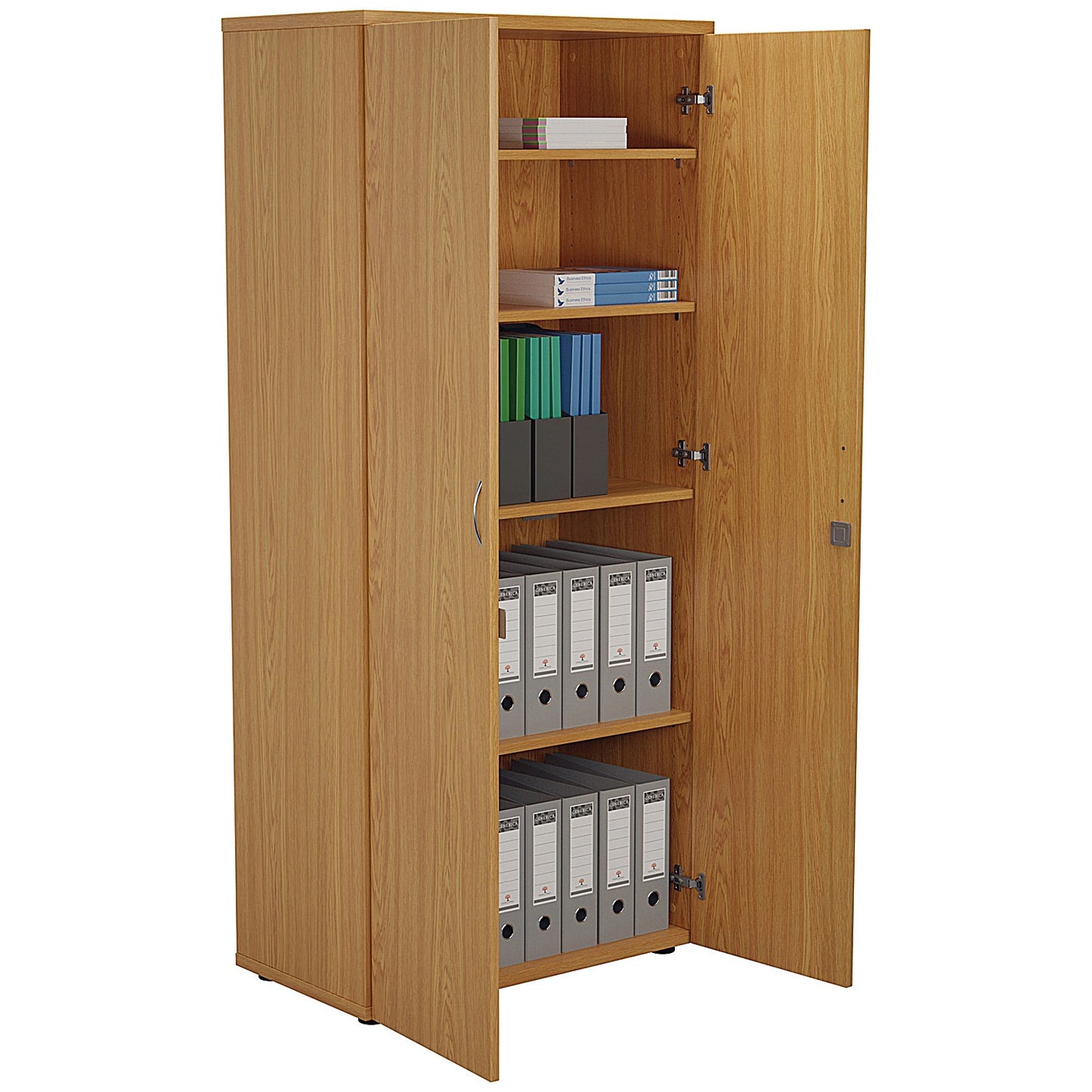 First Tall Wooden Storage Cupboard, 4 Shelves, 1800mm High, Oak