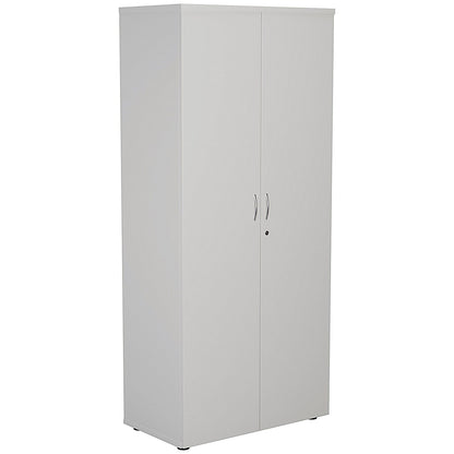 First Tall Wooden Storage Cupboard, 4 Shelves, 1800mm High, White