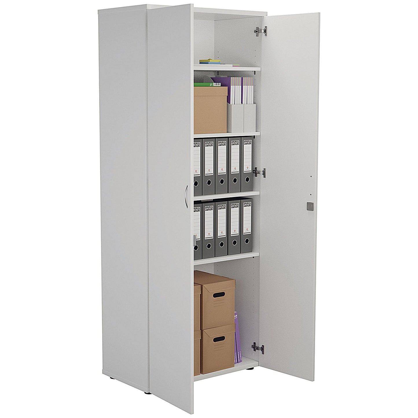 First Extra Tall Wooden Cupboard, 4 Shelves, 2000mm High, White
