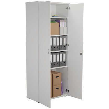 First Extra Tall Wooden Cupboard, 4 Shelves, 2000mm High, White