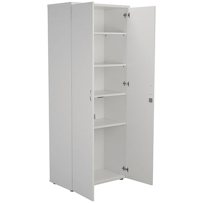 First Extra Tall Wooden Cupboard, 4 Shelves, 2000mm High, White