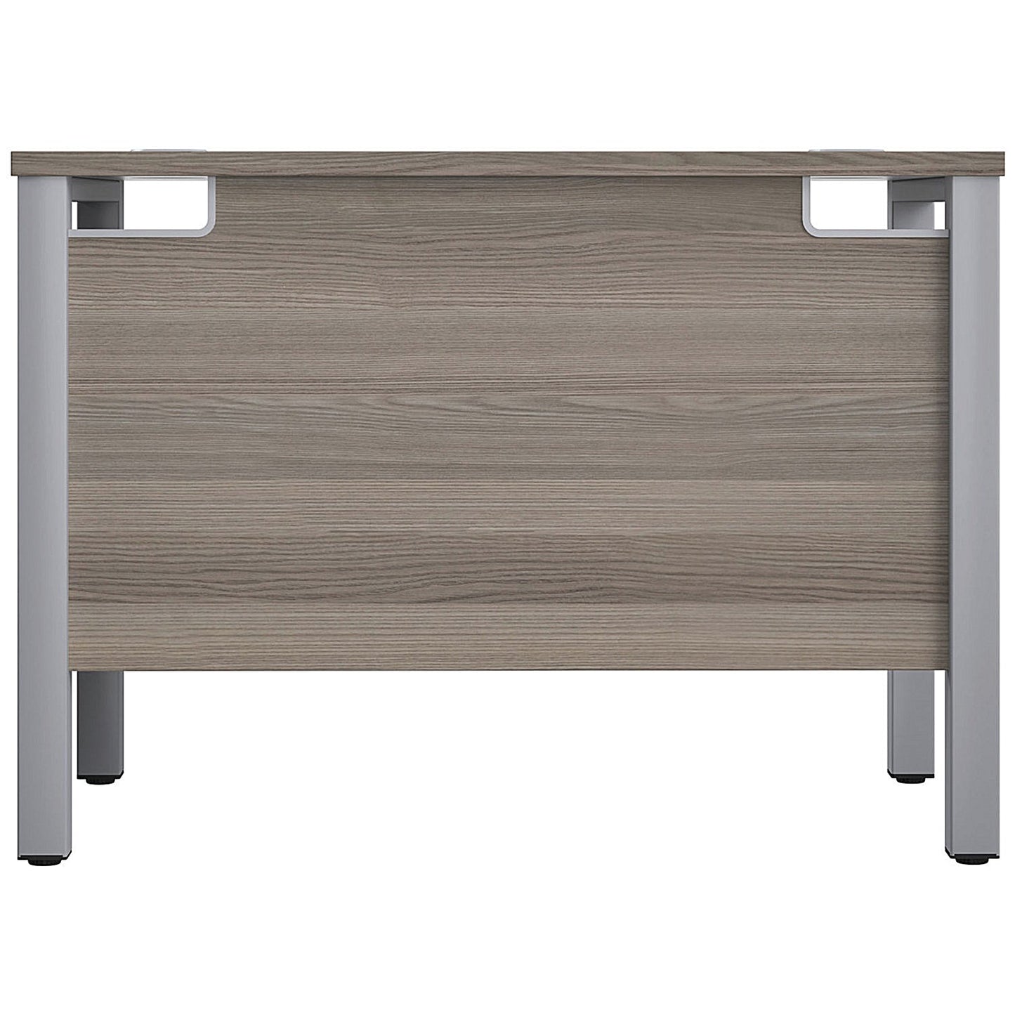 Jemini 1000mm Slim Rectangular Desk, Silver Goal Post Legs, Grey Oak
