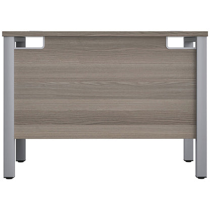 Jemini 1000mm Slim Rectangular Desk, Silver Goal Post Legs, Grey Oak