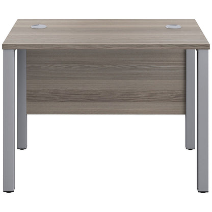 Jemini 1000mm Slim Rectangular Desk, Silver Goal Post Legs, Grey Oak