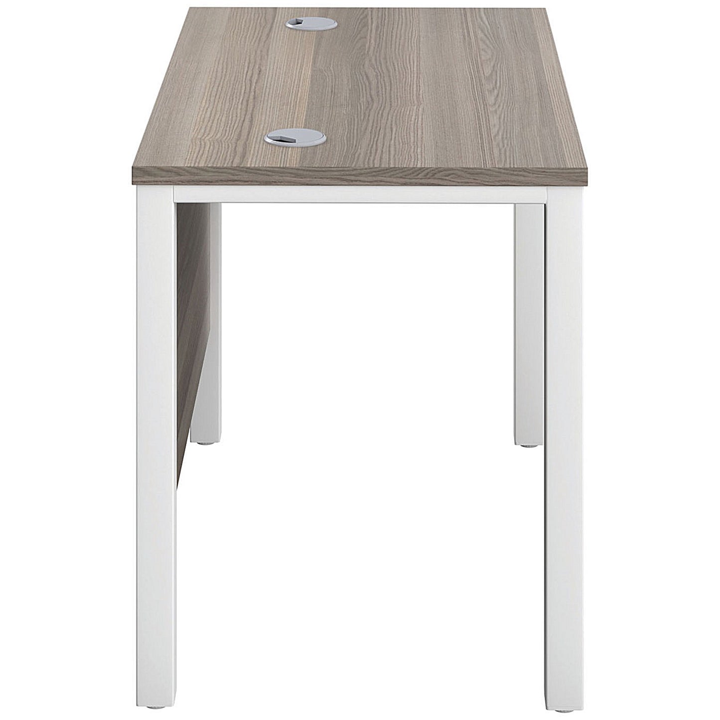 Jemini 1000mm Slim Rectangular Desk, White Goal Post Leg, Grey Oak