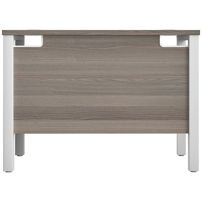 Jemini 1000mm Slim Rectangular Desk, White Goal Post Leg, Grey Oak