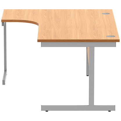 Polaris 1600mm Corner Desk, Left Hand, Silver Cantilever Legs, Beech