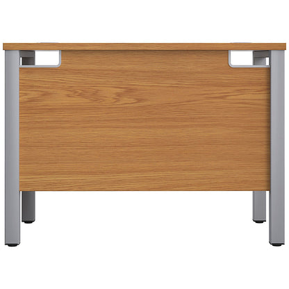 Jemini 1000mm Slim Rectangular Desk, Silver Goal Post Legs, Oak