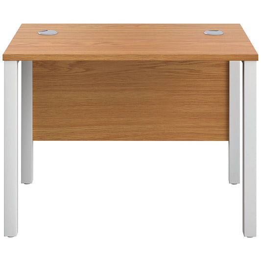 Jemini 1000mm Slim Rectangular Desk, White Goal Post Leg, Oak
