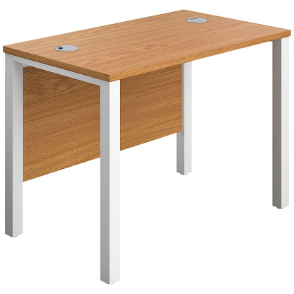 Jemini 1000mm Slim Rectangular Desk, White Goal Post Leg, Oak