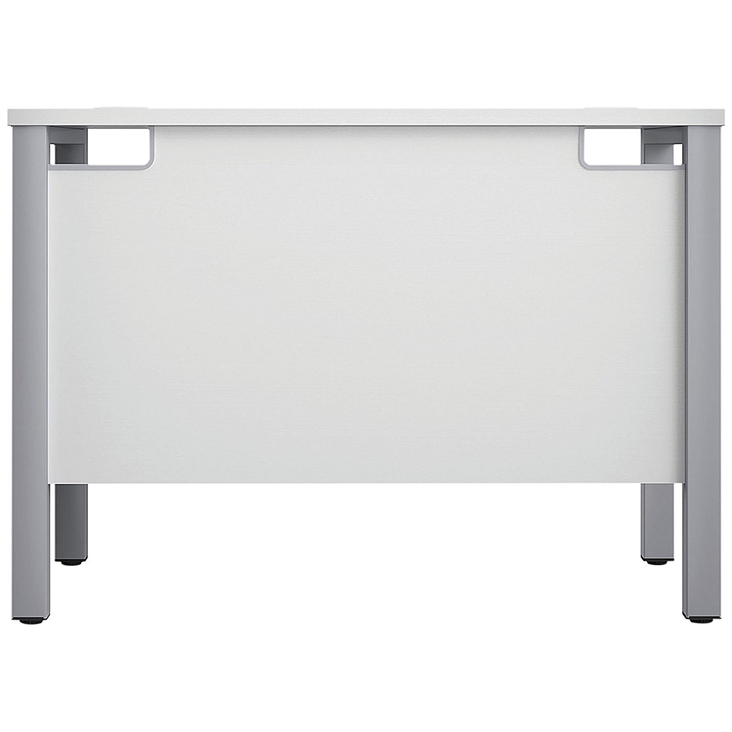 Jemini 1000mm Slim Rectangular Desk, Silver Goal Post Legs, White