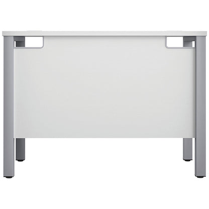Jemini 1000mm Slim Rectangular Desk, Silver Goal Post Legs, White