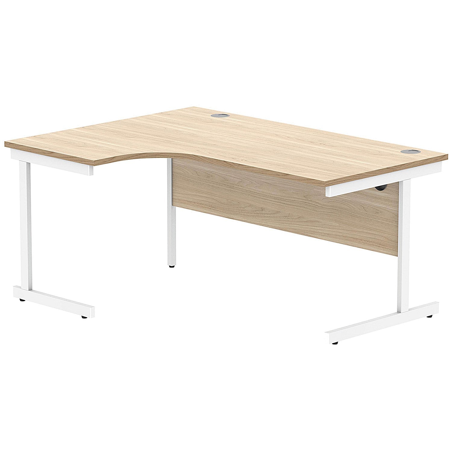 Polaris 1600mm Corner Desk, Left Hand, White Cantilever Leg, Oak Easy2Order : KF821440
