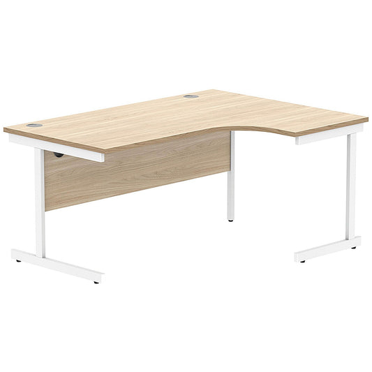 Polaris 1600mm Corner Desk, Right Hand, White Cantilever Legs, Oak Easy2Order : KF821450