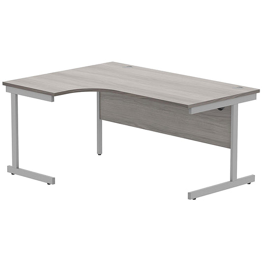 Polaris 1600mm Corner Desk, Left Hand, Silver Cantilever Leg, Grey Oak Easy2Order : KF821500