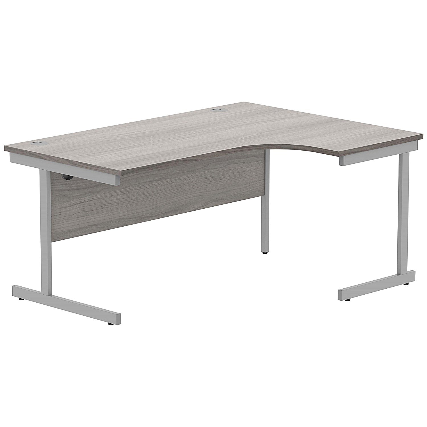 Polaris 1600mm Corner Desk, Right Hand, Silver Cantilever Legs, Grey Oak Easy2Order : KF821510