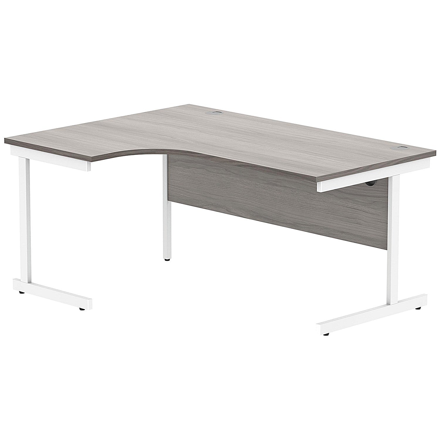 Polaris 1600mm Corner Desk, Left Hand, White Cantilever Leg, Grey Oak Easy2Order : KF821520