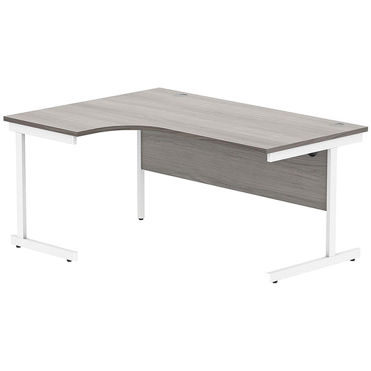 Polaris 1600mm Corner Desk, Left Hand, White Cantilever Leg, Grey Oak Easy2Order : KF821520