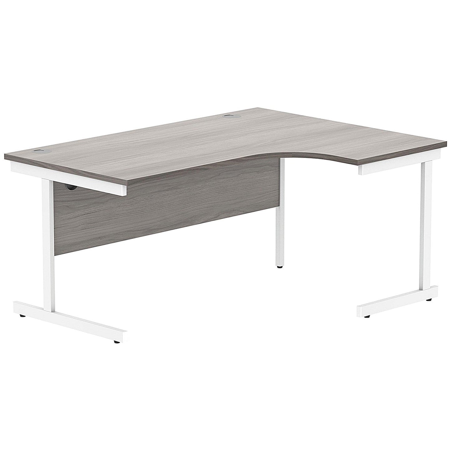Polaris 1600mm Corner Desk, Right Hand, White Cantilever Legs, Grey Oak Easy2Order : KF821530