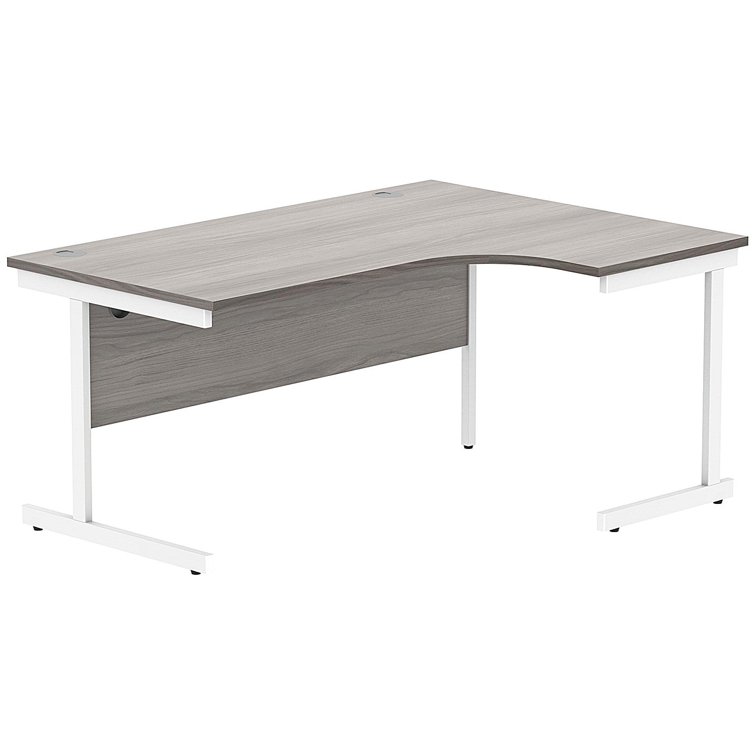 Polaris 1600mm Corner Desk, Right Hand, White Cantilever Legs, Grey Oak Easy2Order : KF821530