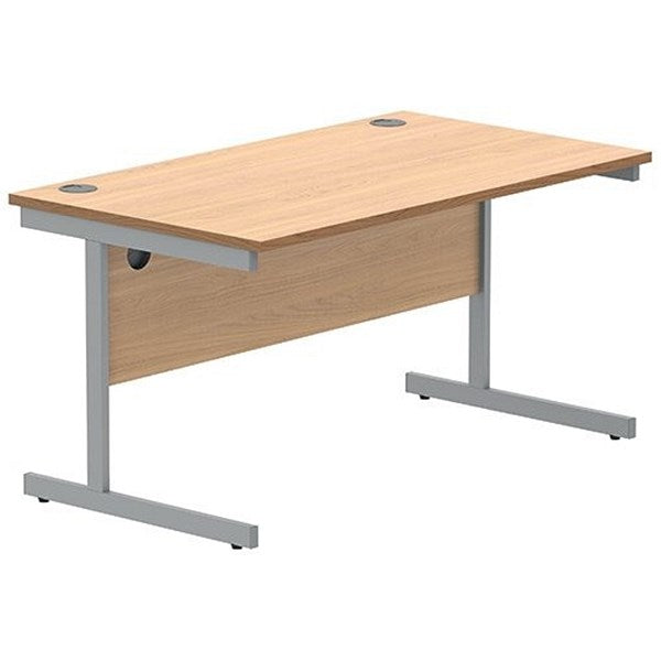 Polaris 1400mm Rectangular Desk, Silver Cantilever Leg, Beech Easy2Order : KF821580