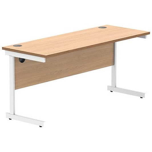 Polaris 1600mm Slim Rectangular Desk, White Cantilever Leg, Beech Easy2Order : KF821620