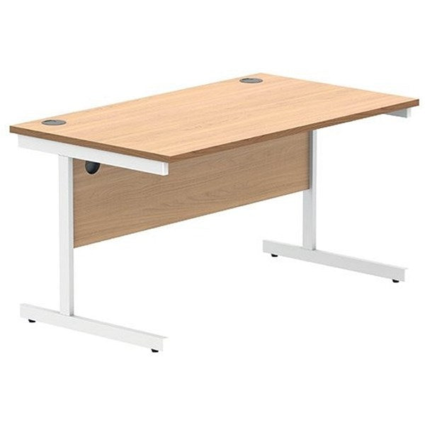 Polaris 1400mm Rectangular Desk, White Cantilever Leg, Beech Easy2Order : KF821640