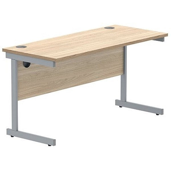 Polaris 1400mm Slim Rectangular Desk, Silver Cantilever Leg, Oak Easy2Order : KF821670