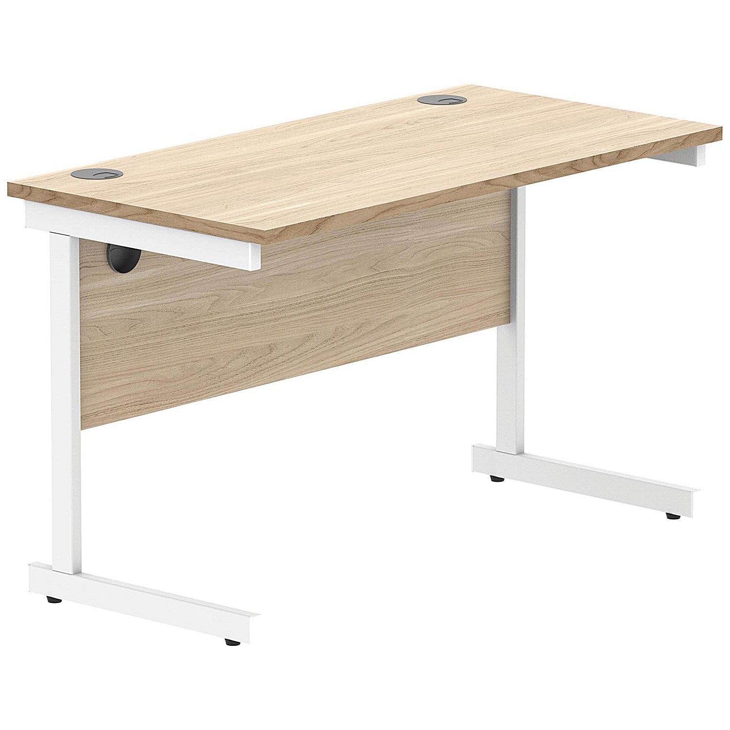 Polaris 1200mm Slim Rectangular Desk, White Cantilever Leg, Oak Easy2Order : KF821720