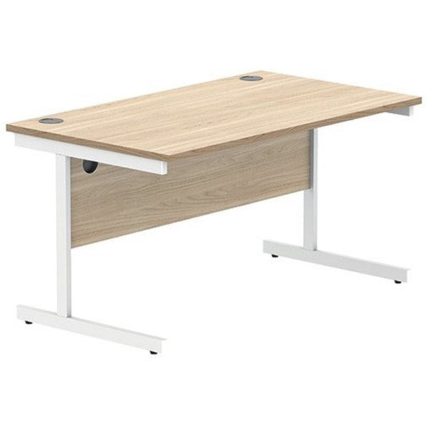 Polaris 1600mm Rectangular Desk, White Cantilever Leg, Oak Easy2Order : KF821770