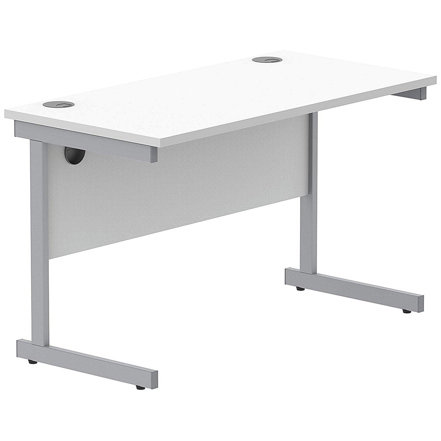 Polaris 1200mm Slim Rectangular Desk, Silver Cantilever Leg, White Easy2Order : KF821780