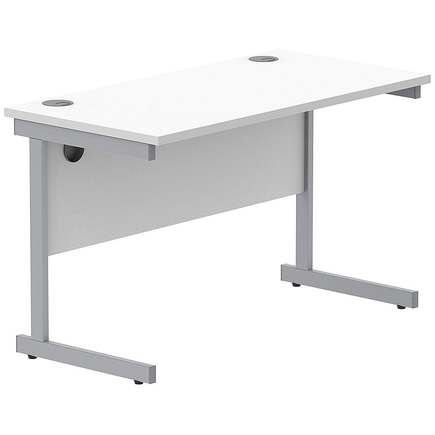 Polaris 1200mm Slim Rectangular Desk, Silver Cantilever Leg, White Easy2Order : KF821780