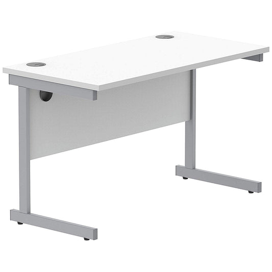 Polaris 1200mm Slim Rectangular Desk, Silver Cantilever Leg, White Easy2Order : KF821780