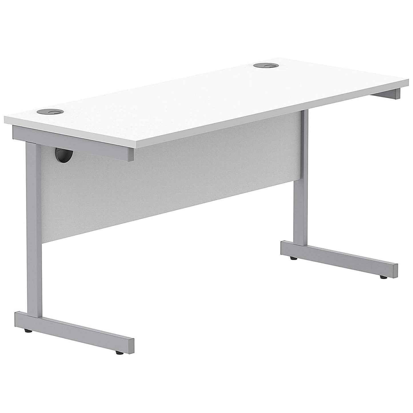 Polaris 1400mm Slim Rectangular Desk, Silver Cantilever Leg, White Easy2Order : KF821790