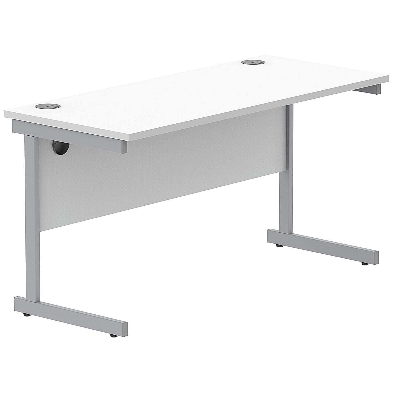 Polaris 1400mm Slim Rectangular Desk, Silver Cantilever Leg, White Easy2Order : KF821790