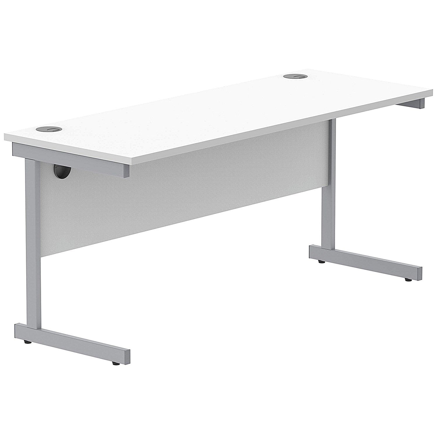 Polaris 1600mm Slim Rectangular Desk, Silver Cantilever Leg, White Easy2Order : KF821800