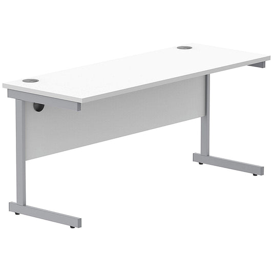 Polaris 1600mm Slim Rectangular Desk, Silver Cantilever Leg, White Easy2Order : KF821800