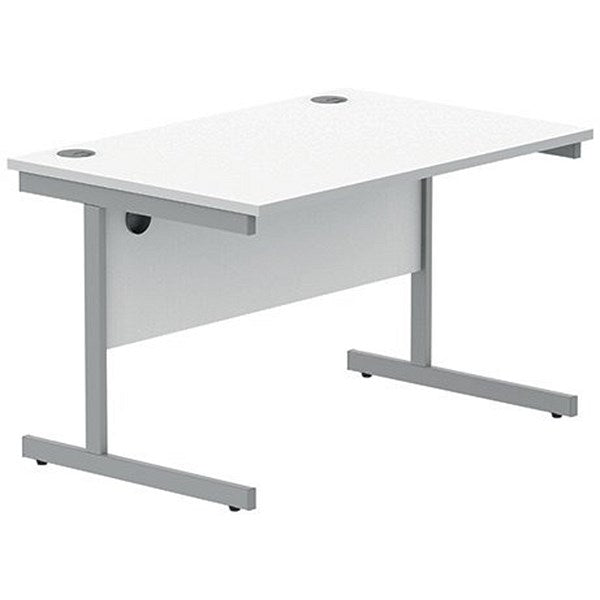 Polaris 1200mm Rectangular Desk, Silver Cantilever Leg, White Easy2Order : KF821810