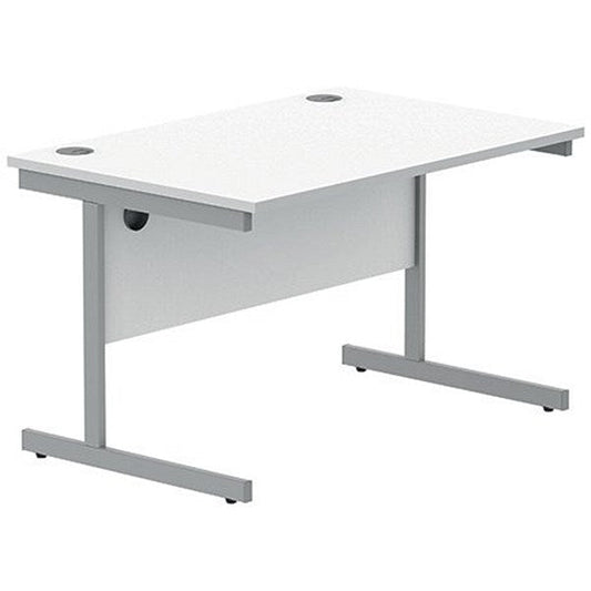 Polaris 1200mm Rectangular Desk, Silver Cantilever Leg, White Easy2Order : KF821810