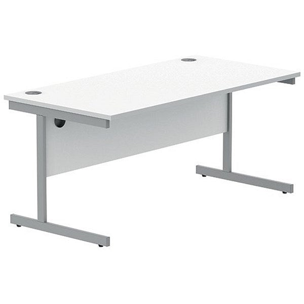 Polaris 1600mm Rectangular Desk, Silver Cantilever Leg, White Easy2Order : KF821830