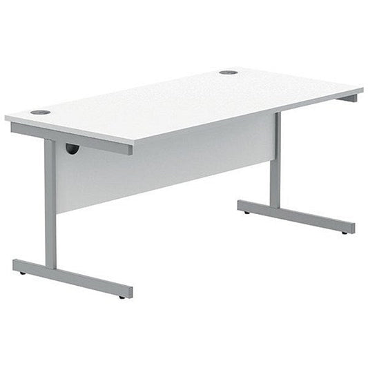 Polaris 1600mm Rectangular Desk, Silver Cantilever Leg, White Easy2Order : KF821830