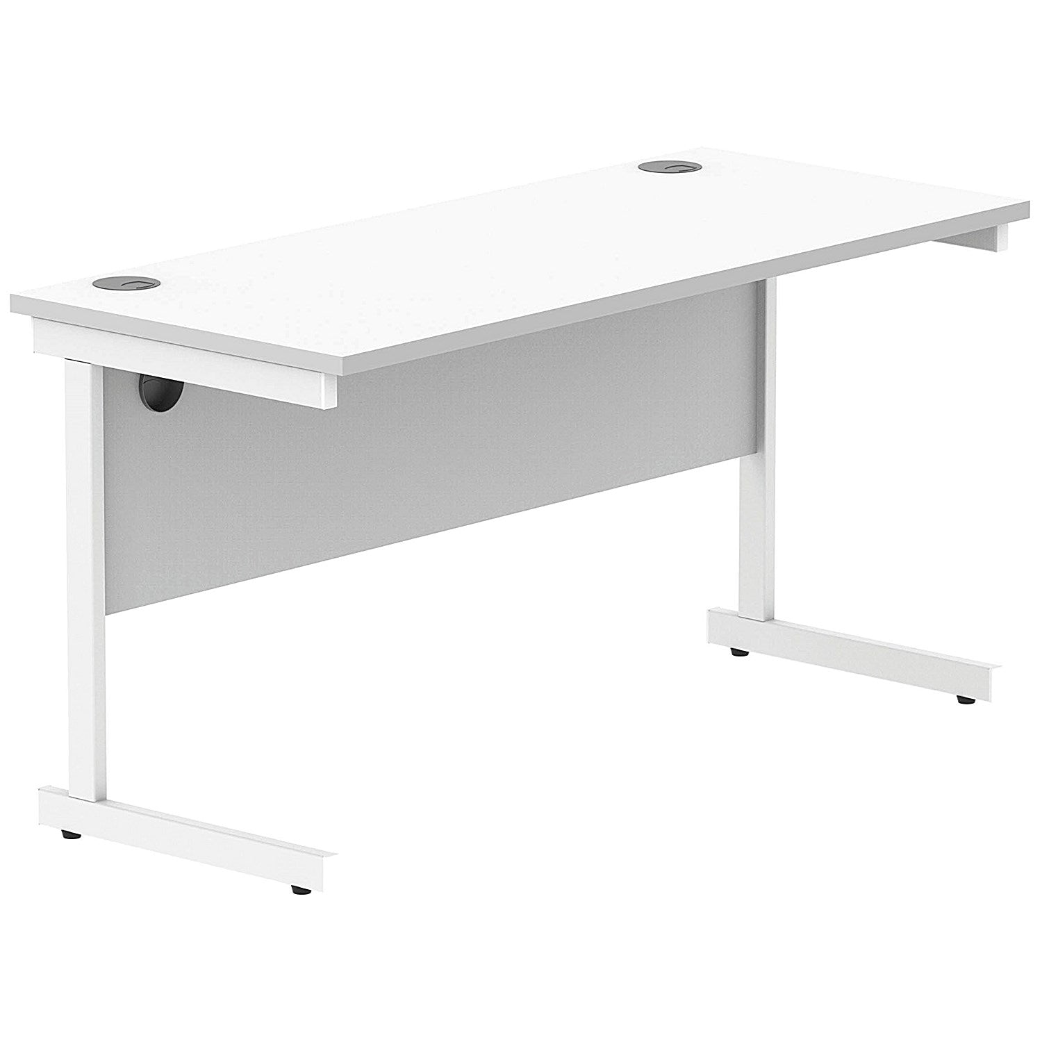 Polaris 1400mm Slim Rectangular Desk, White Cantilever Leg, White Easy2Order : KF821850