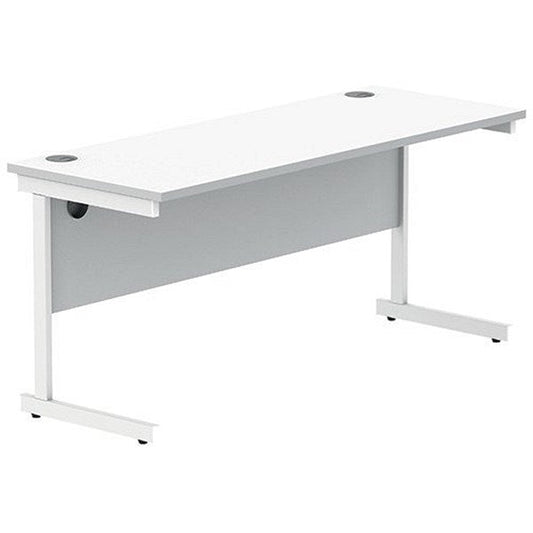 Polaris 1600mm Slim Rectangular Desk, White Cantilever Leg, White Easy2Order : KF821860