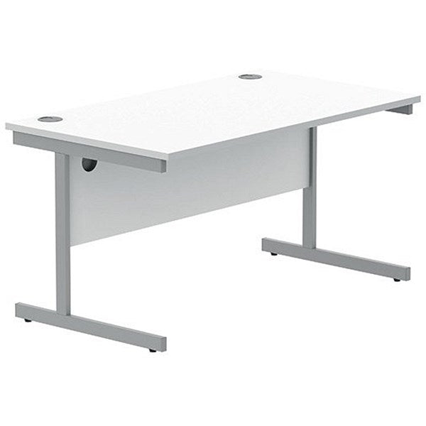 Polaris 1400mm Rectangular Desk, White Cantilever Leg, White Easy2Order : KF821880
