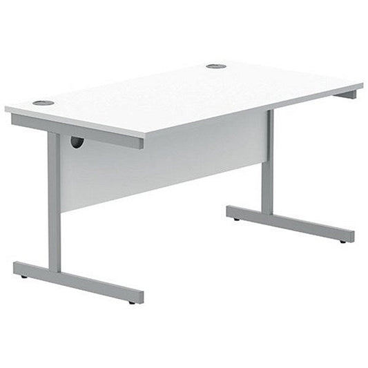 Polaris 1400mm Rectangular Desk, White Cantilever Leg, White Easy2Order : KF821880
